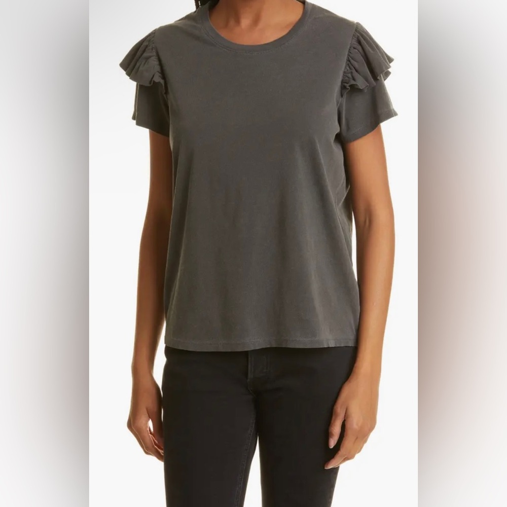 Clare V. Ruffle Tee in Grey